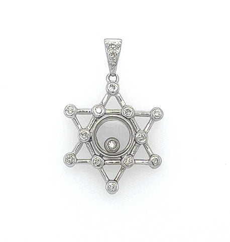 14KT WHITE GOLD DIAMOND DAVID STAR PENDANT