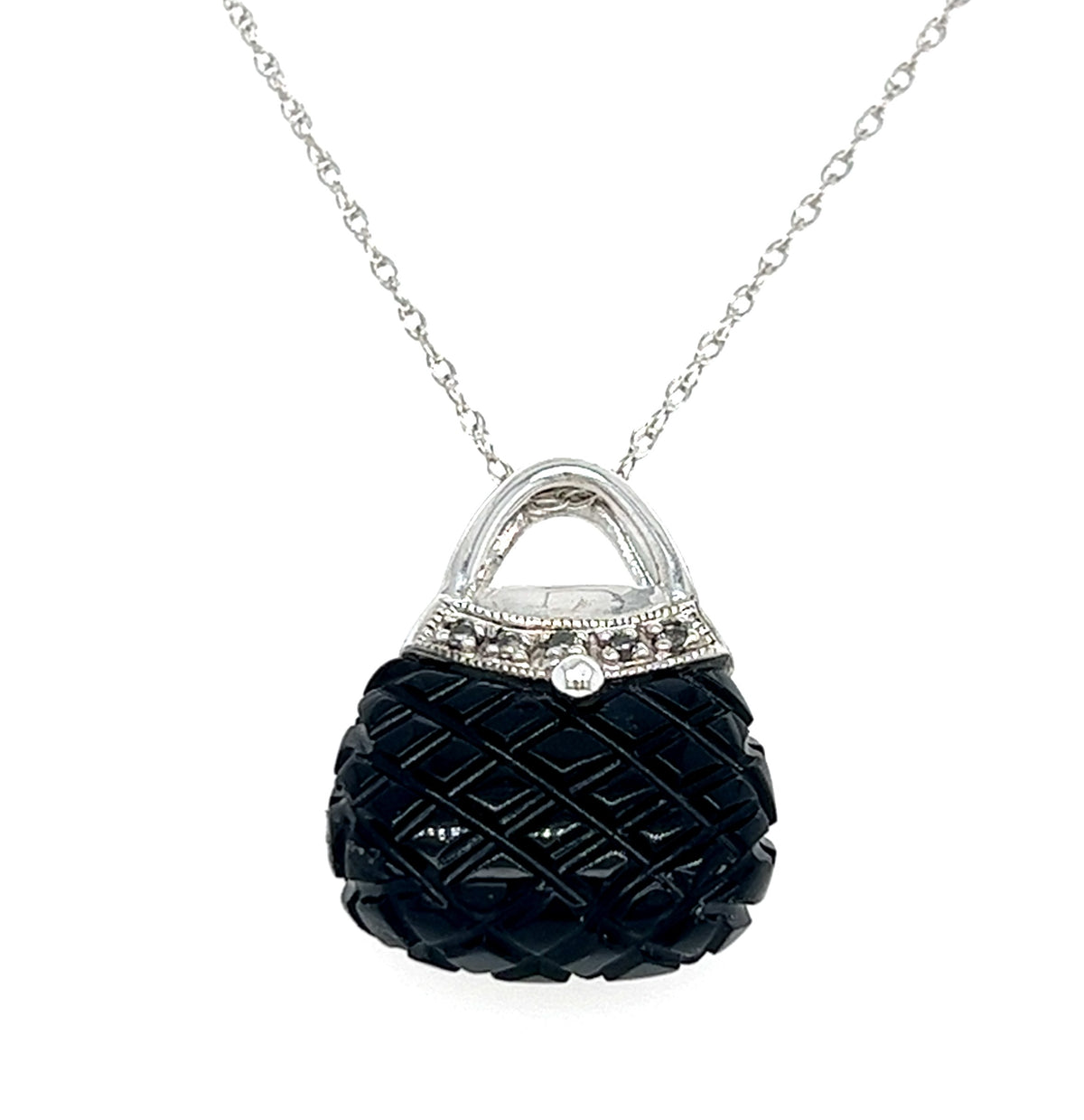 10KT WHITE GOLD PURSE PENDANT