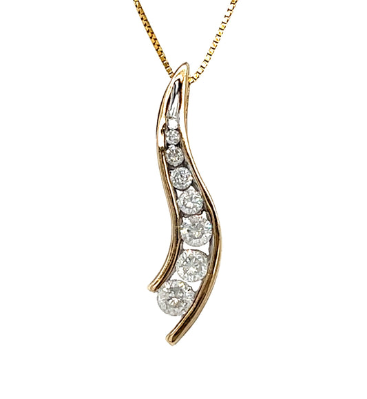 10KT YELLOW GOLD DIAMOND WATERFALL PENDANT