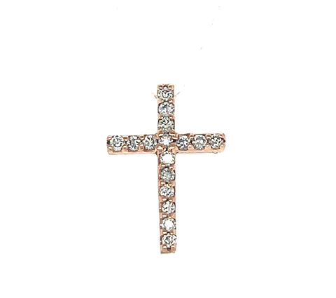 14KT ROSE GOLD TONE DIAMOND CROSS