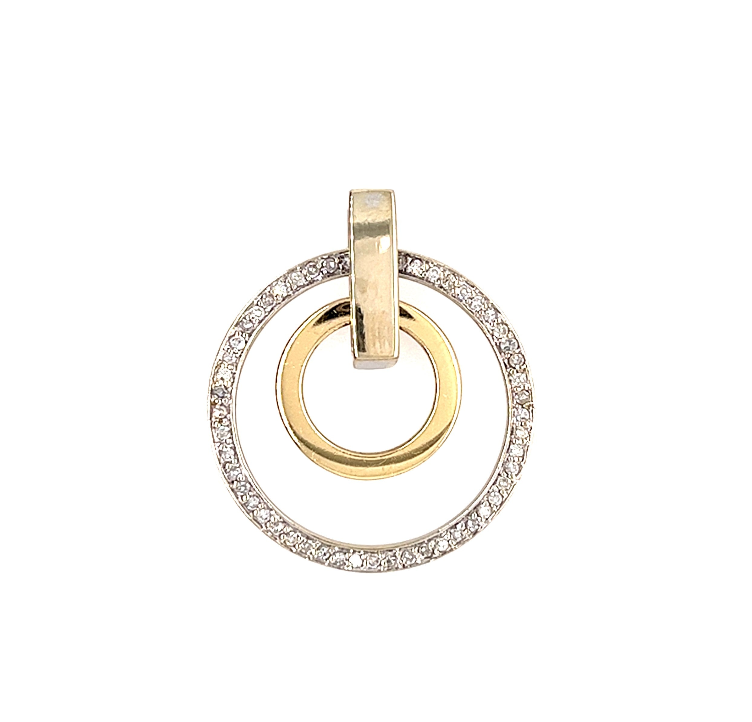 14KT YELLOW GOLD ORBIT PENDANT WITH A RING OF DIAMONDS