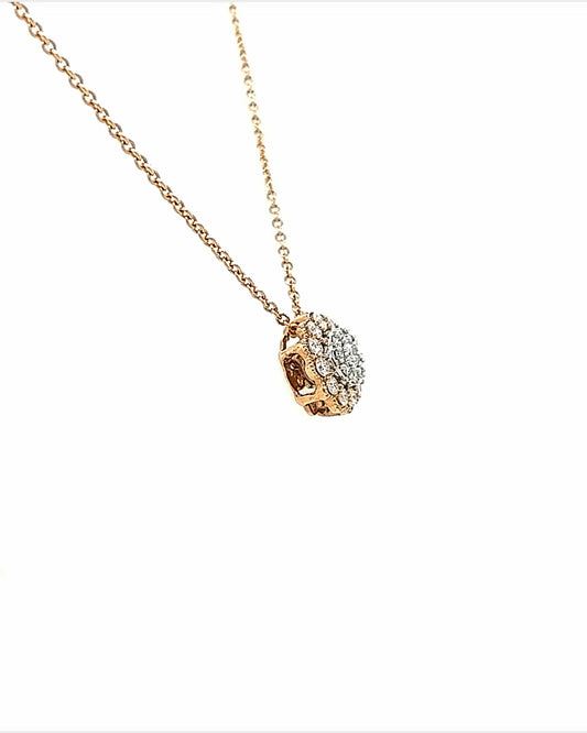 10KT TWO TONE GOLD DIAMOND FLOWER PENDANT