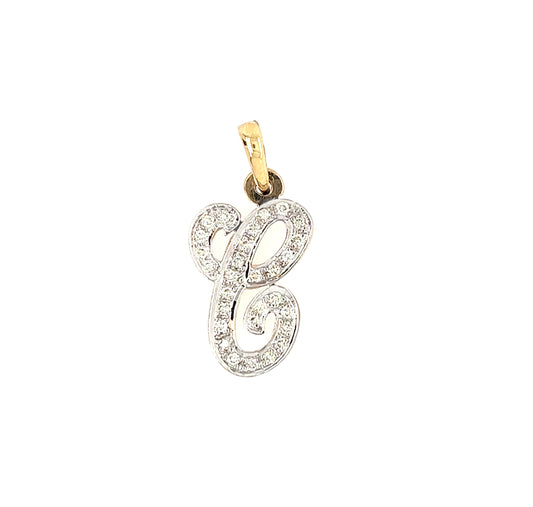 14KT TWO TONE "C" LETTER WITH DIAMONDS PENDANT