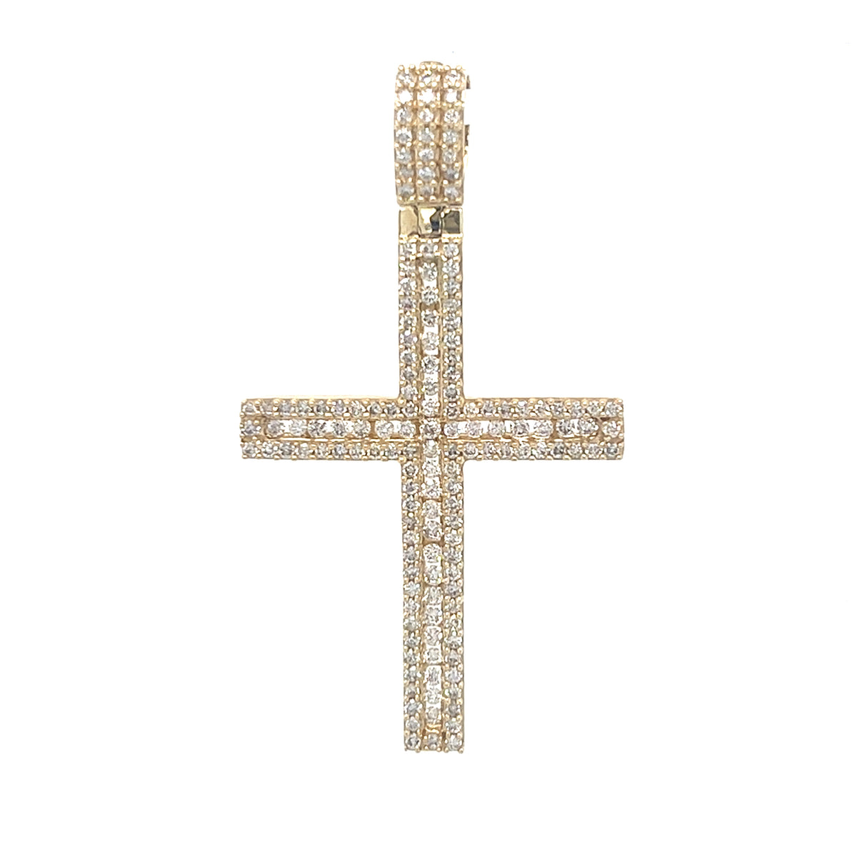 14KT YELLOW GOLD FULL DIAMOND CROSS PENDANT