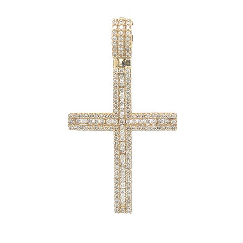 14KT YELLOW GOLD FULL DIAMOND CROSS PENDANT