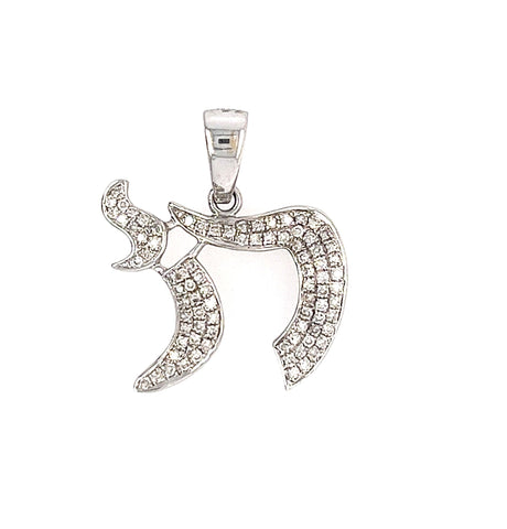 14KT WHITE GOLD DIAMOND "CHAI" PENDANT