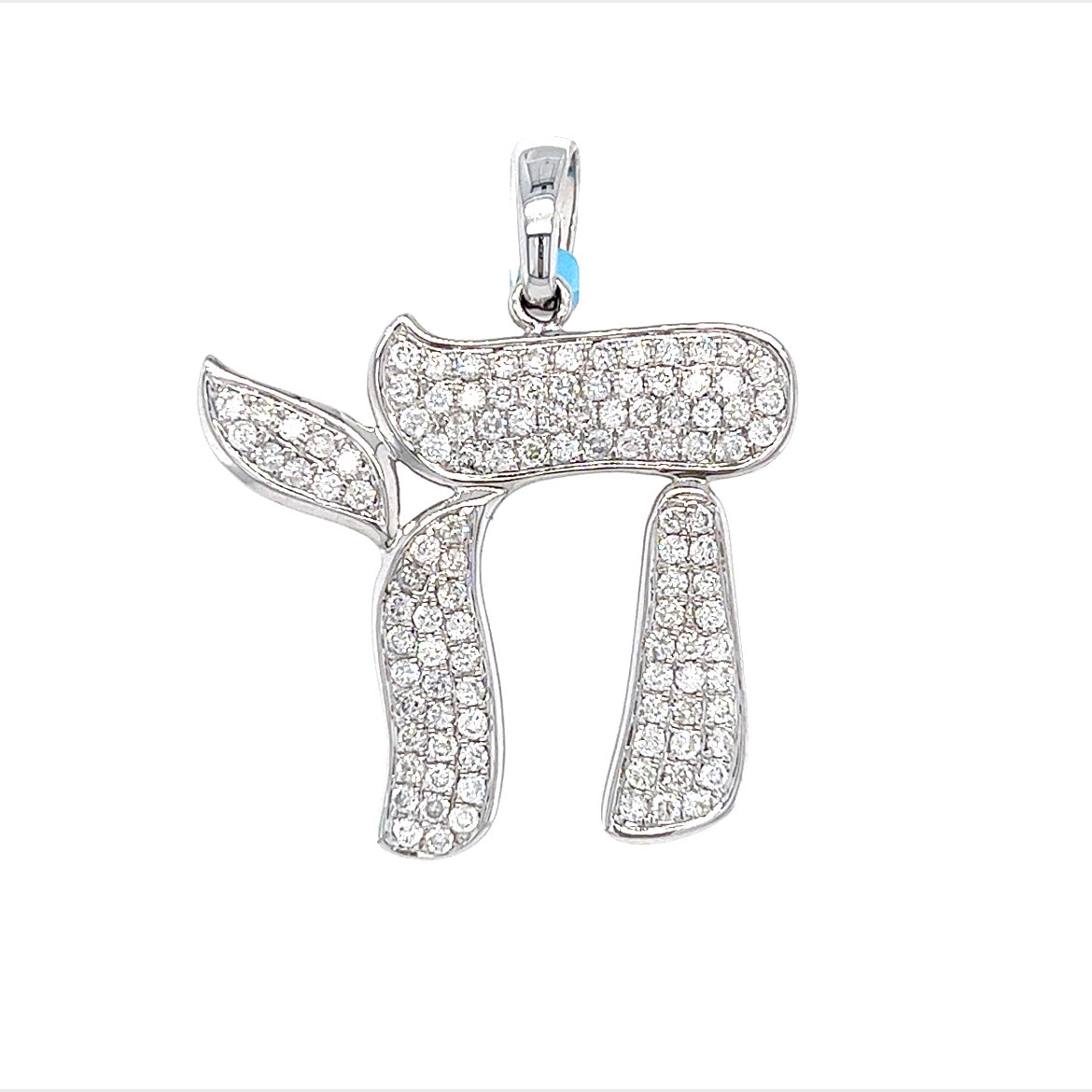 14KT WHITE GOLD DIAMOND "CHAI" PENDANT