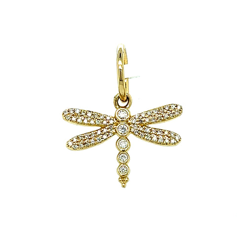 14KT YELLOW GOLD DIAMOND DRAGONFLY PENDANT