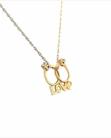 14KT YELLOW GOLD LOVE RINGS PENDANT