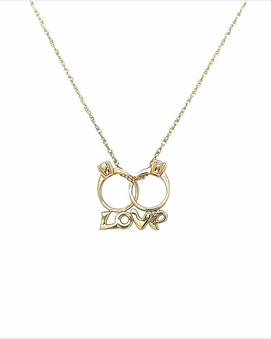 14KT YELLOW GOLD LOVE RINGS PENDANT