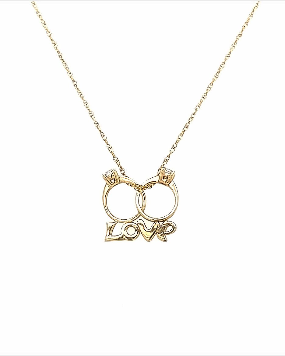 14KT YELLOW GOLD LOVE RINGS PENDANT