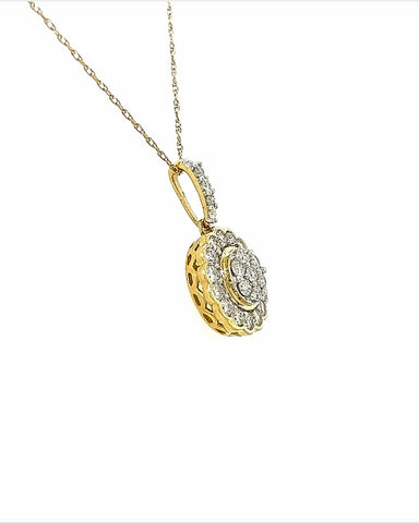 14KT YELLOW GOLD DIAMOND SUNFLOWER PENDANT