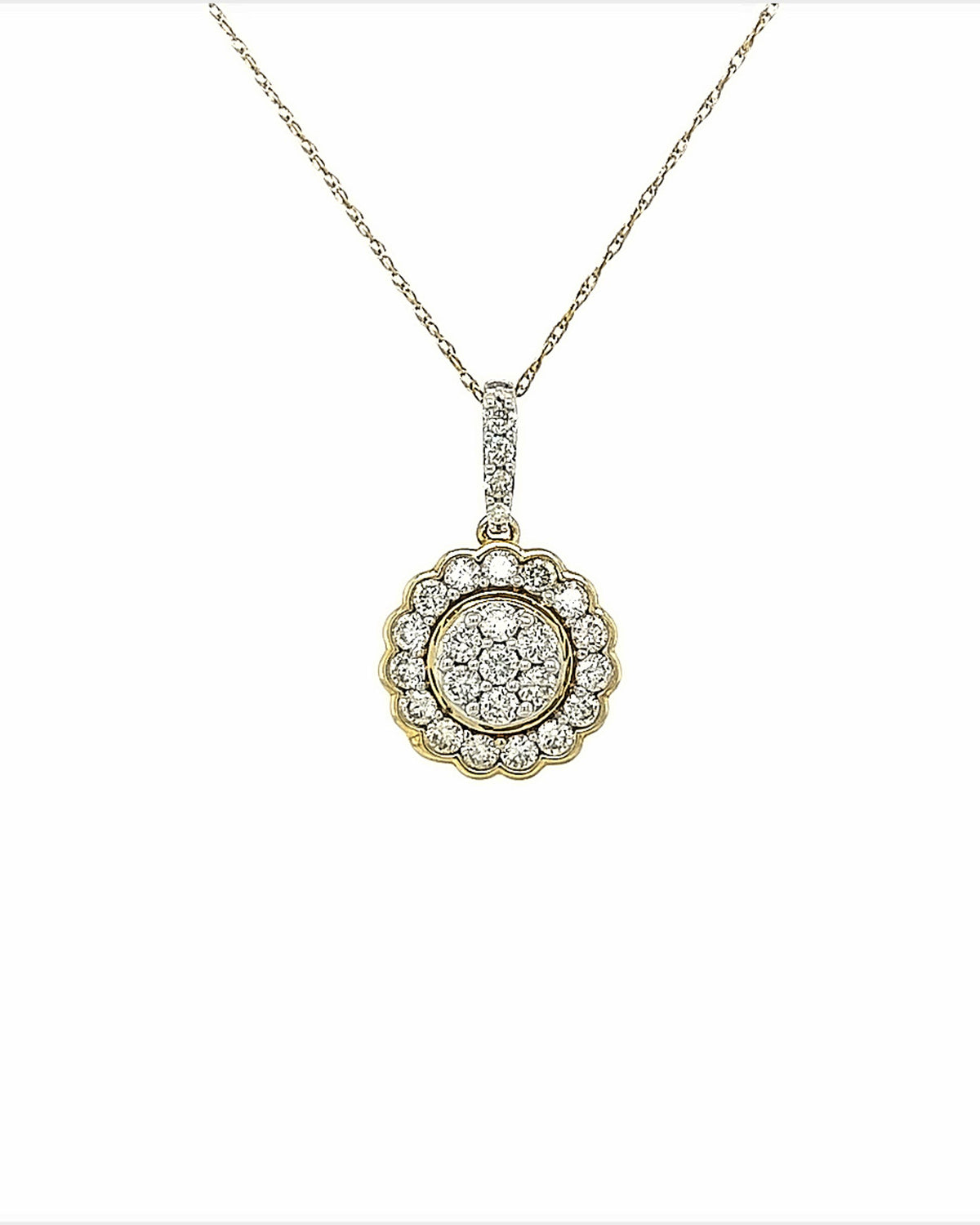 14KT YELLOW GOLD DIAMOND SUNFLOWER PENDANT