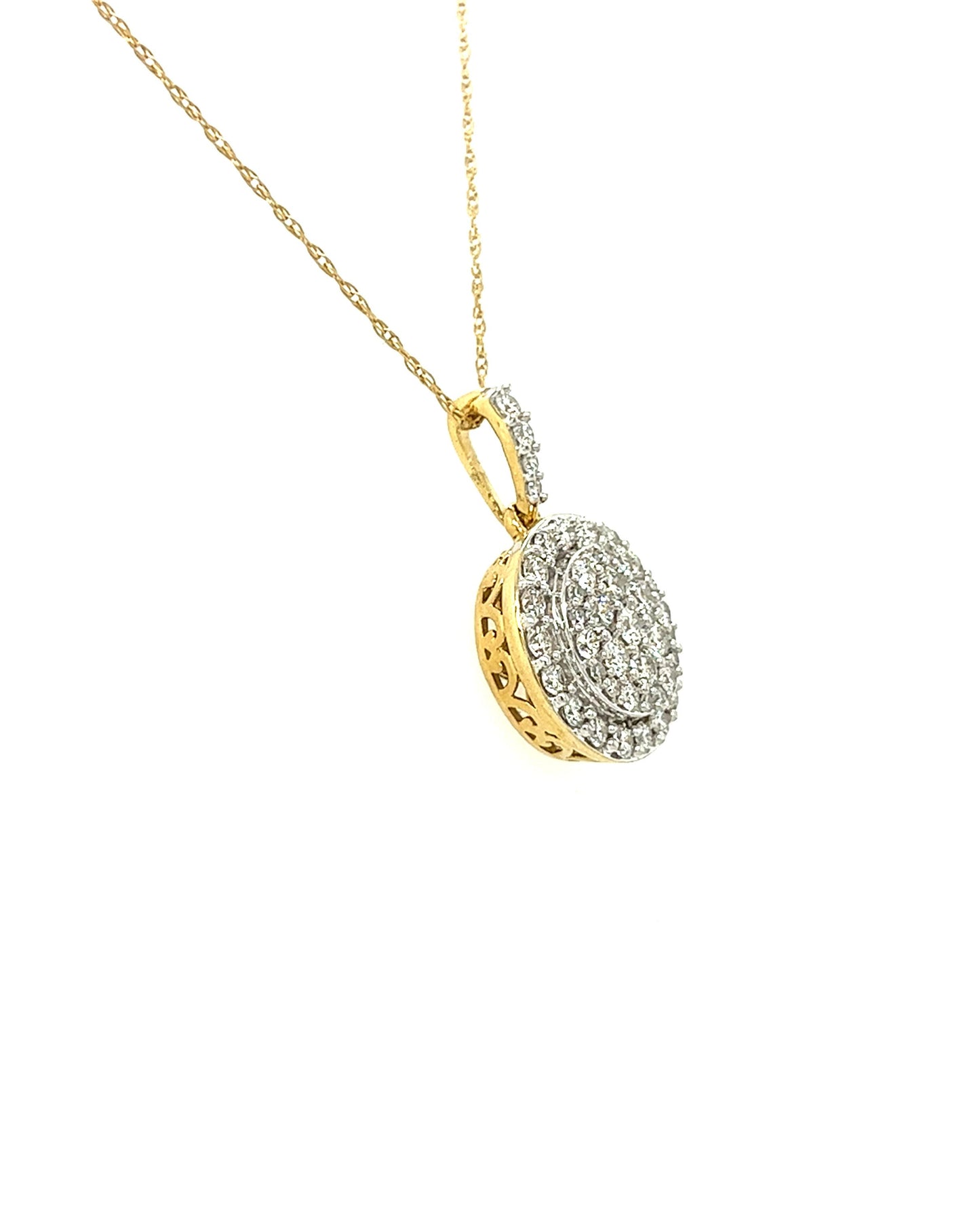 14KT YELLOW GOLD ROUND DIAMOND PENDANT