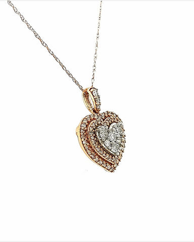 14KT ROSE GOLD DIAMOND HEART PENDANT