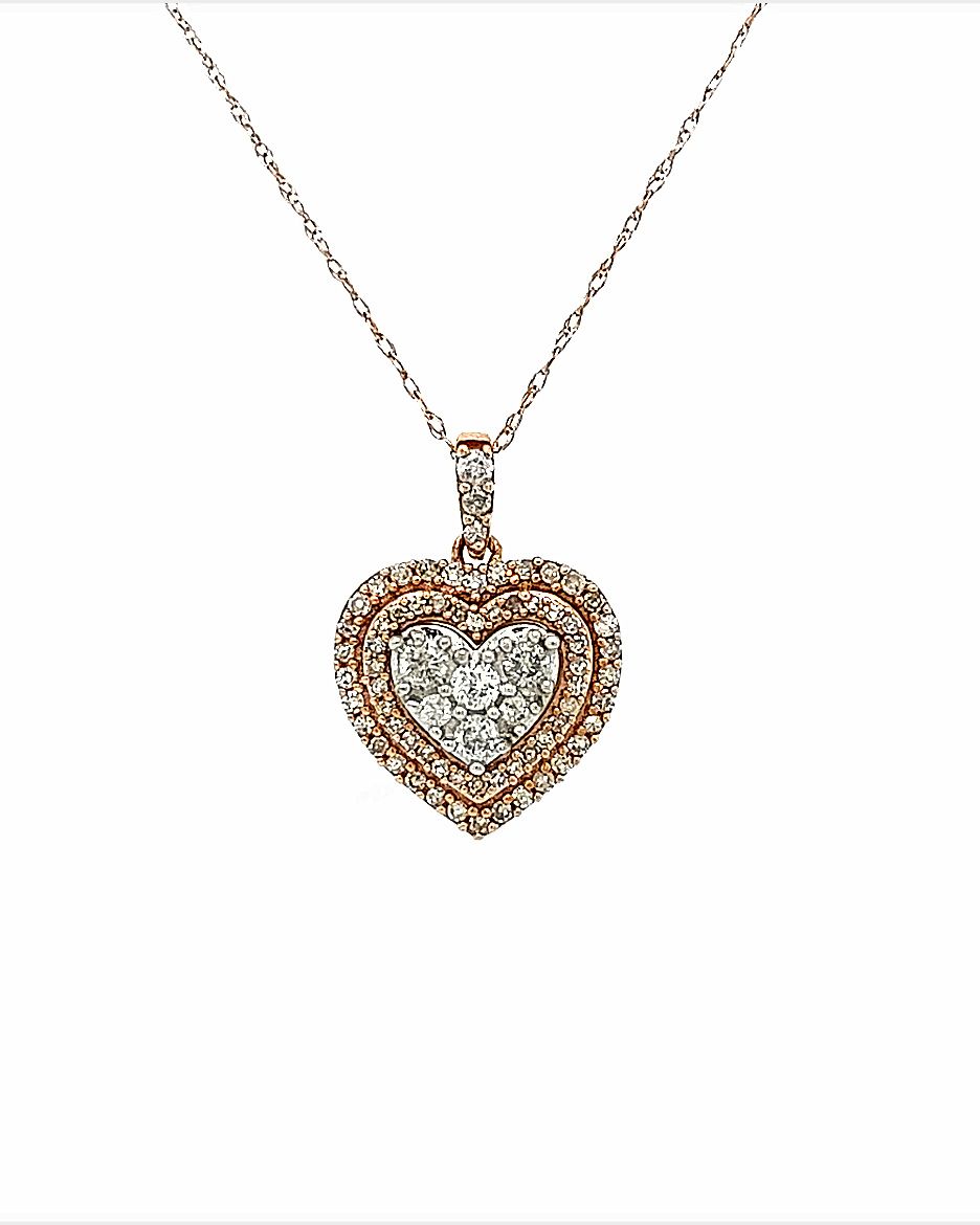 14KT ROSE GOLD DIAMOND HEART PENDANT