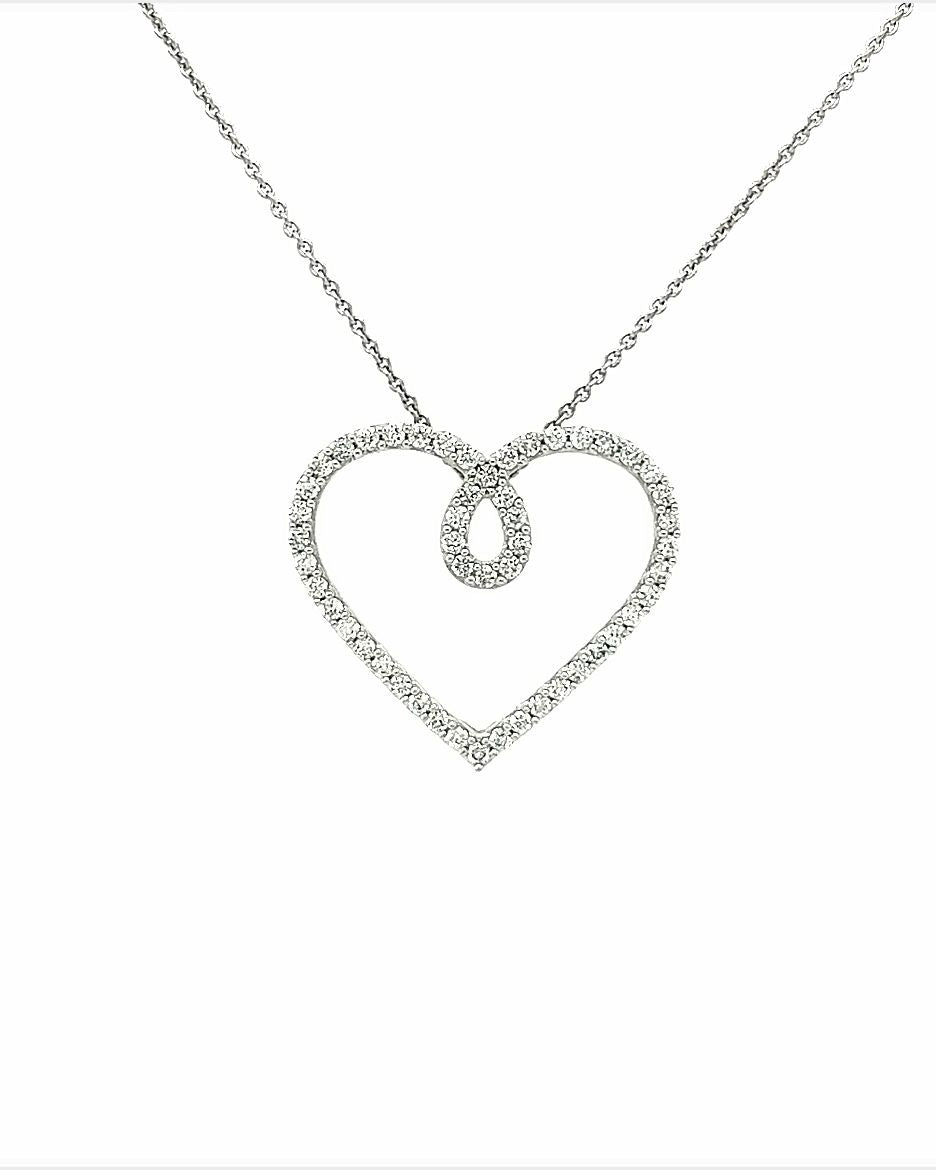 10KT WHITE GOLD DIAMOND HEART PENDANT