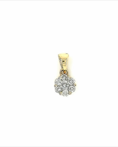 14KT YELLOW GOLD DAINTY DIAMOND CLUSTER PENDANT