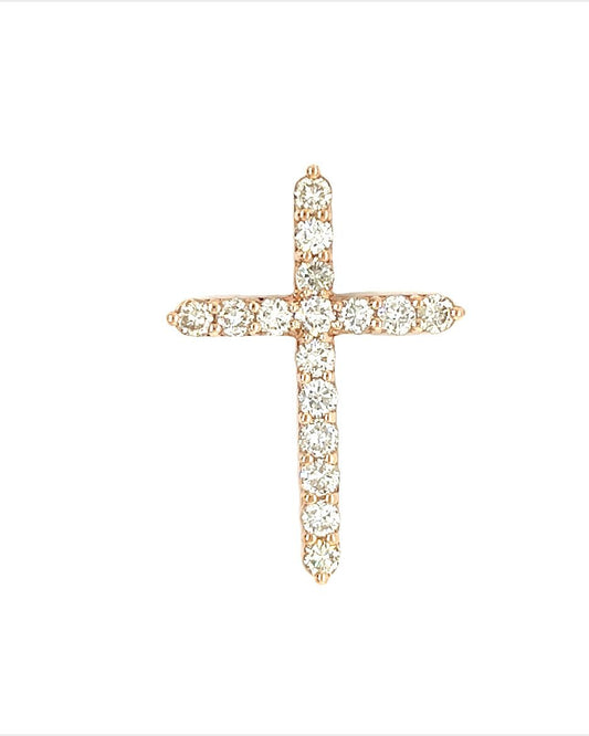 14KT YELLOW GOLD BRILLIANT DIAMOND CROSS PENDANT