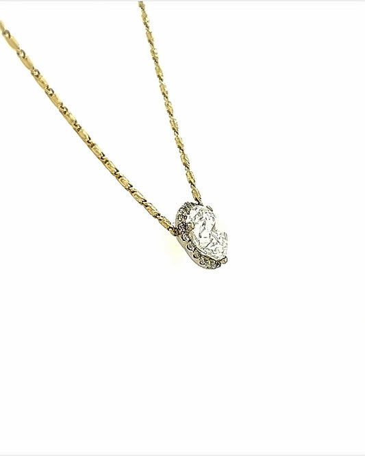 14KT YELLOW GOLD CENTER DIAMOND PENDANT