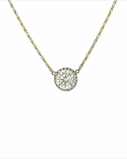 14KT YELLOW GOLD CENTER DIAMOND PENDANT