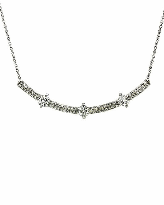 14KT WHITE GOLD ELEGANT DIAMOND CURB BAR PENDANT