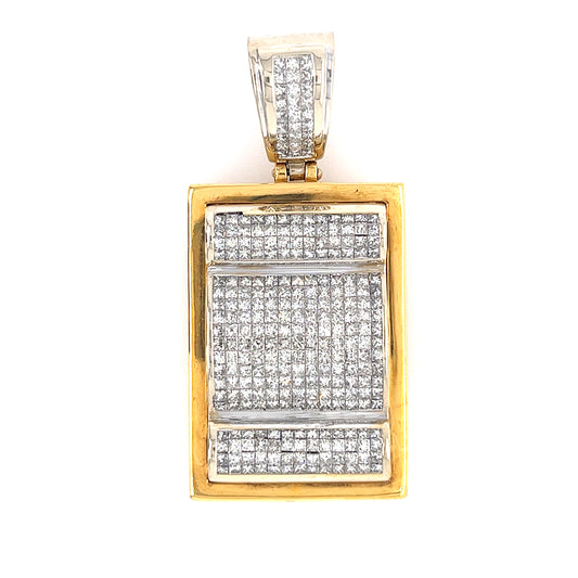 14KT YELLOW GOLD FULL DIAMOND RECTANGLE PENDANT