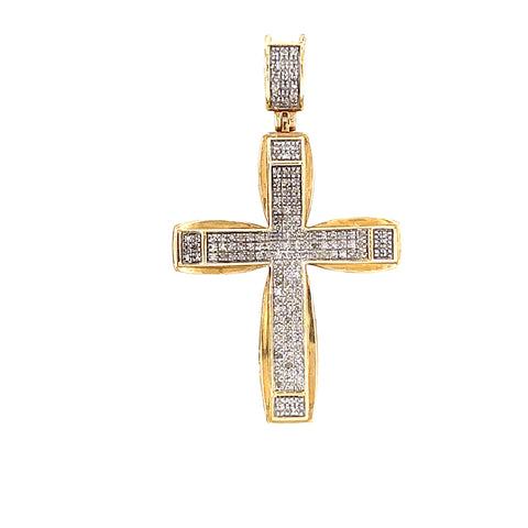 10KT YELLOW GOLD DIAMOND PUFFY CROSS PENDANT