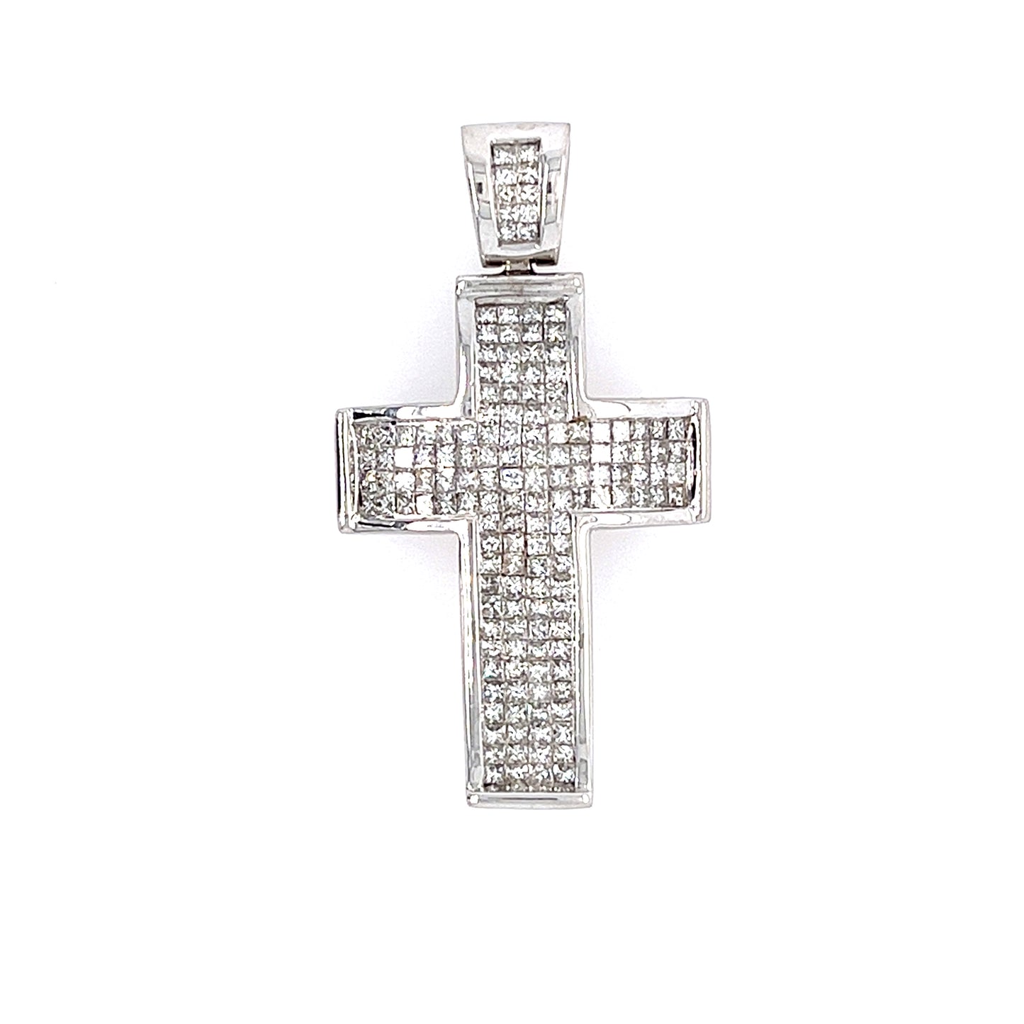 14KT WHITE GOLD DIAMOND CROSS PENDANT
