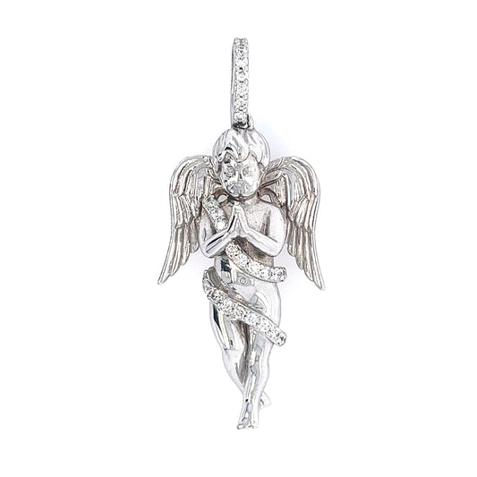 10KT WHITE GOLD DIAMOND ANGEL PENDANT