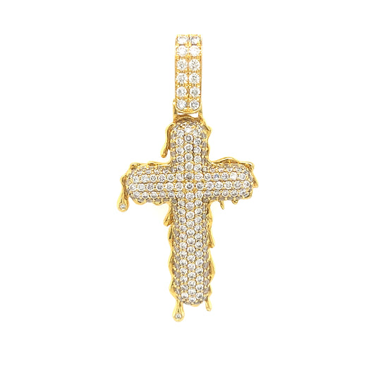 14KT YELLOW GOLD DIAMOND CROSS PENDANT