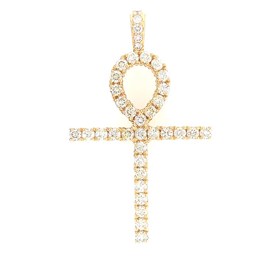 14KT YELLOW GOLD DIAMOND ANKH CHARM