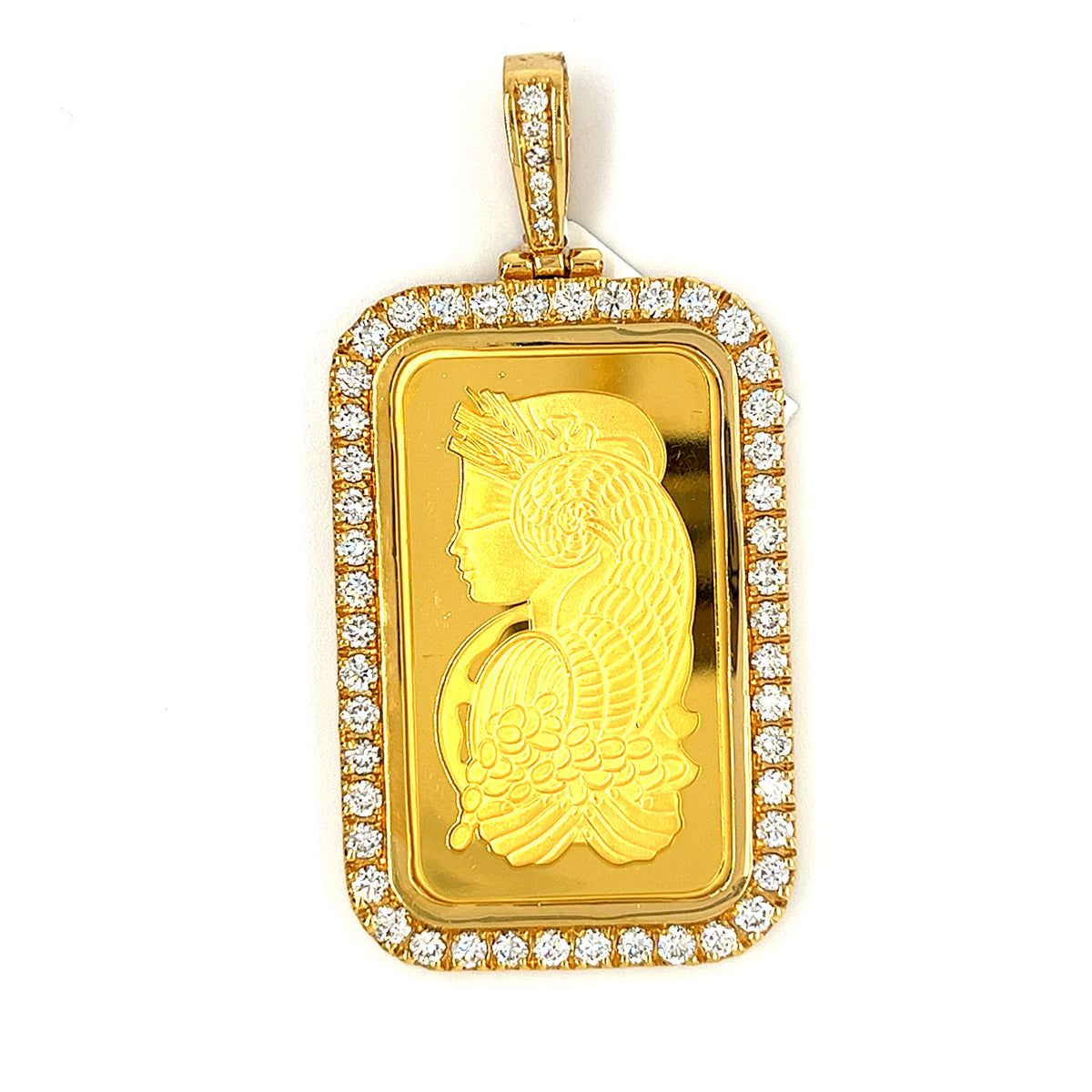 14KT YELLOW GOLD DIAMOND 24K 1oz BAR CHARM