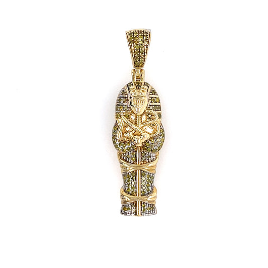 10KT YELLOW GOLD DIAMOND PHARAOH PENDANT