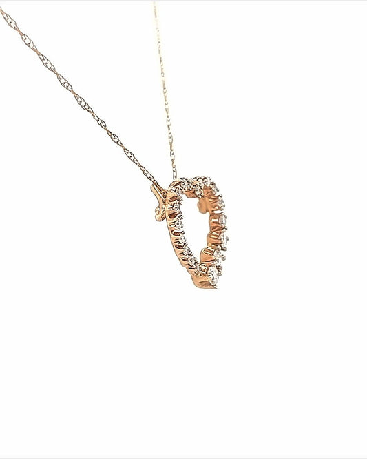 10KT ROSE GOLD DIAMOND HEART PENDANT