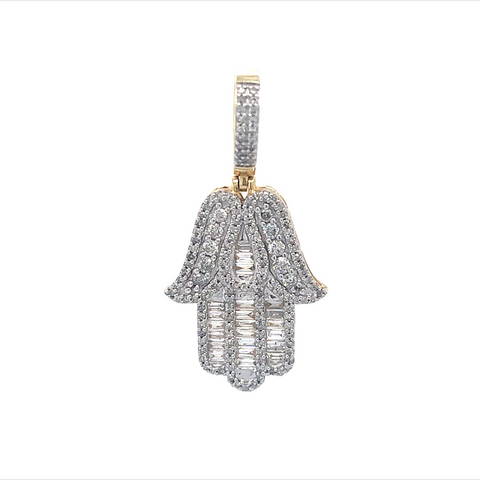 14KT YELLOW GOLD DIAMOND HAMSA CHARM