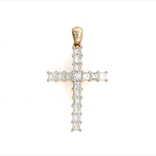 18KT YELLOW GOLD DIAMOND CROSS PENDANT