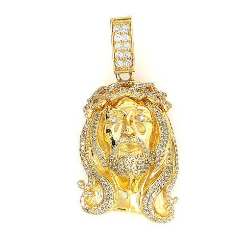 14KT YELLOW GOLD HANDMADE DIAMOND JESUS CHARM