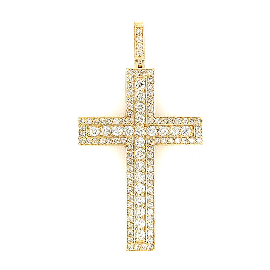 14KT YELLOW GOLD DIAMOND CROSS CHARM