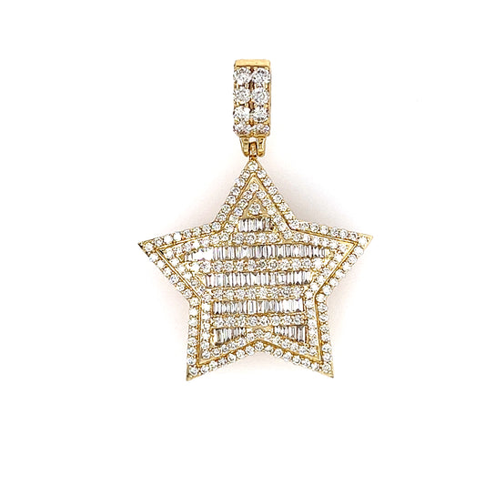 14KT YELLOW GOLD BAGUETTE DIAMOND STAR CHARM