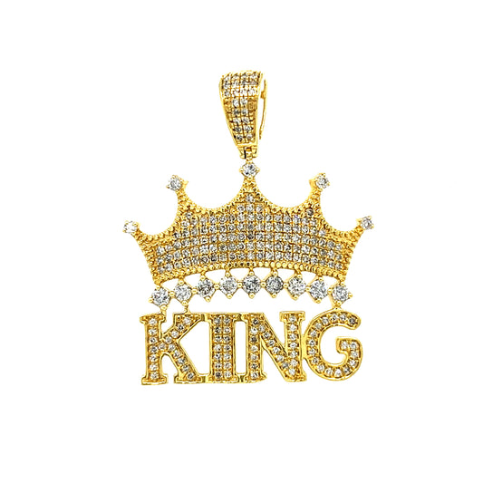 14KT YELLOW GOLD DIAMOND KING WITH CROWN CHARM