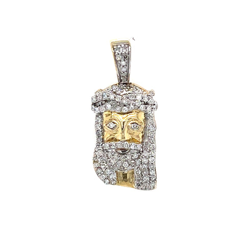 10KT YELLOW GOLD DIAMOND JESUS CHARM