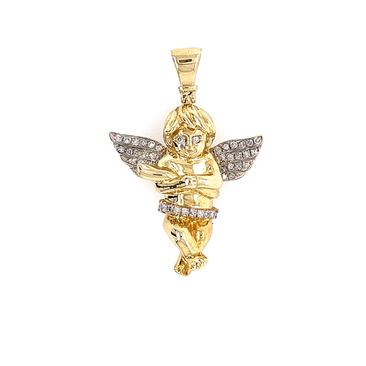 10KT YELLOW GOLD DIAMOND ANGEL CHARM