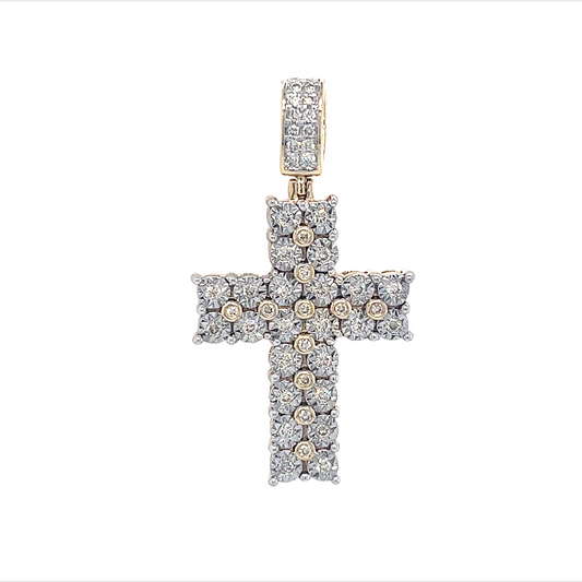 14KT YELLOW GOLD BRILLIANT DIAMOND CROSS