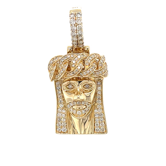 14KT YELLOW GOLD DIAMOND JESUS CHARM