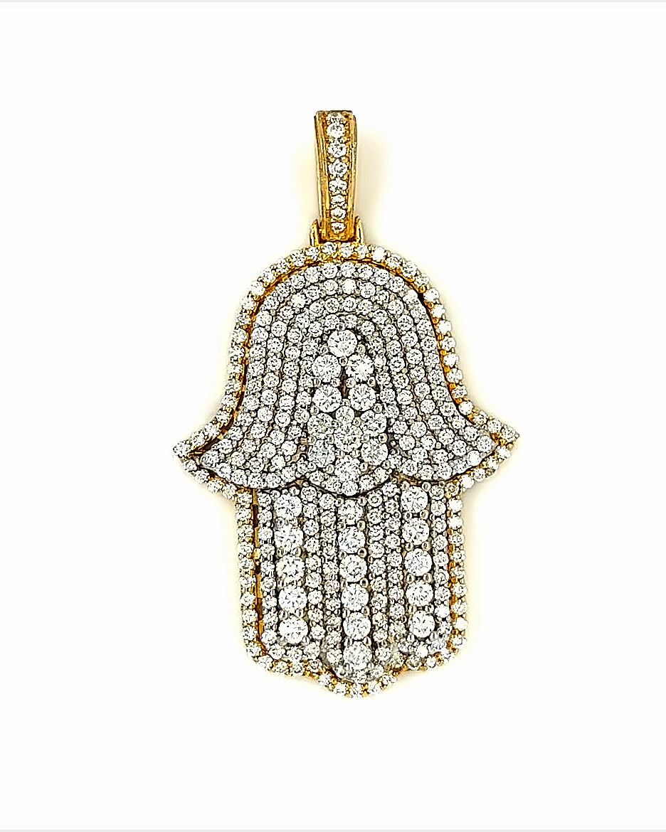 14KT YELLOW GOLD DIAMOND HAMSA CHARM