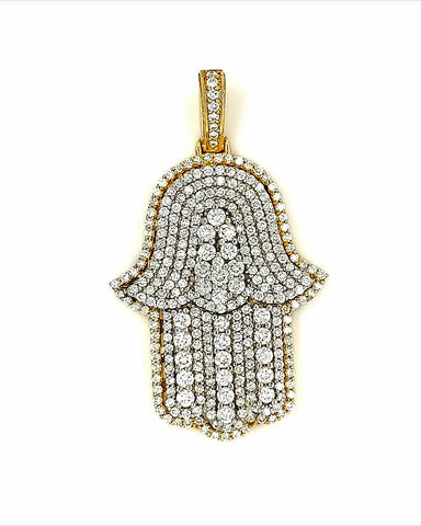 14KT YELLOW GOLD DIAMOND HAMSA CHARM