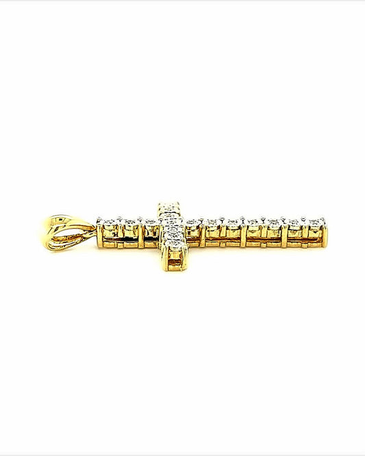 10KT YELLOW GOLD DIAMOND CROSS CHARM