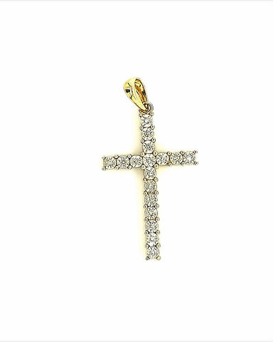 10KT YELLOW GOLD DIAMOND CROSS CHARM