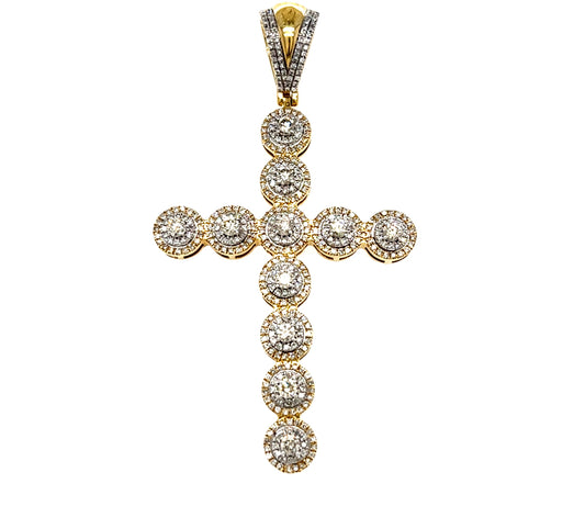 10KT TWO TONE DIAMOND CROSS CHARM